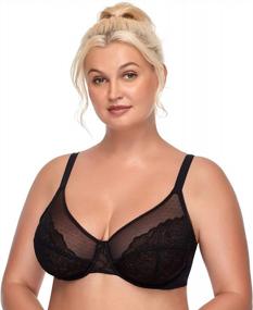 img 4 attached to Floral Lace Minimizer Underwire Bra For Women - Plus Size, Full Coverage, Unlined And Unpadded