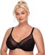 floral lace minimizer underwire bra for women - plus size, full coverage, unlined and unpadded logo