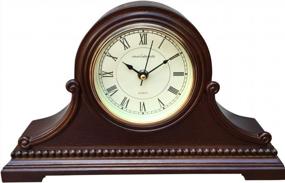 img 4 attached to Wooden Mantel Clock With Westminster Chimes, Battery Operated And Silent, 9" X 16" X 3", Perfect Decorative Chiming Table Clock For Shelf Or Desk