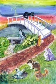 img 1 attached to 🌈 SEO-Optimized Rainbow Bridge Pet Sympathy Card for Feline Companions