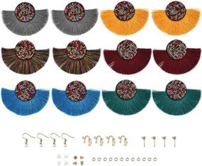 img 4 attached to YAKAMOZ 6Pairs Fringe Earring Jewelry Findings With Earring Backs,Earring Hooks,Stud For DIY Tassel Earring Making Craft Supplies