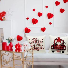 img 1 attached to Set The Mood For Love With Ueerdand'S Buffalo Plaid Valentines Day Pillow Covers- Set Of 4
