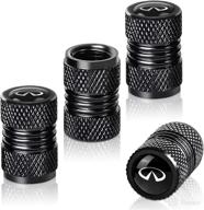 🔧 enhance your infiniti with rocarkb black metal car wheel valve stem covers - stylish accessory pack for qx50 q50 q70 q70l q60 qx30 qx60 qx80 логотип