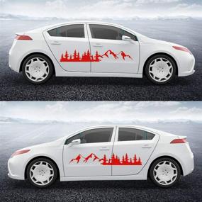 img 1 attached to Графика леса и горного пейзажа на самодельных виниловых наклейках для боковых поверхностей автомобиля размером 70 дюймов.