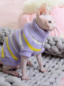 img 3 attached to 🐱 Bonaweite Hairless Cat Stripe Vest Turtleneck Sweater, Breathable Adorable Catwear Shirt, Cat's Pajamas Jumpsuit for Sphynx, Cornish Rex, Devon Rex, and Peterbald