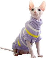 🐱 bonaweite hairless cat stripe vest turtleneck sweater, breathable adorable catwear shirt, cat's pajamas jumpsuit for sphynx, cornish rex, devon rex, and peterbald logo