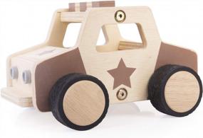 img 1 attached to Guidecraft Wooden Police Car: Vehicle Play Set, Kids Learning And Educational Dramatic Play Toy