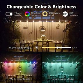 img 3 attached to HBN 96Ft Outdoor String Lights, Patio Lights Smart LED RGBW Color Changing String Lights 30 Bulbs, Wi-Fi Bluetooth App Control, Compatible With Alexa/Google Home, IP65 Waterproof-Patio/Party/Café