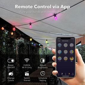 img 1 attached to HBN 96Ft Outdoor String Lights, Patio Lights Smart LED RGBW Color Changing String Lights 30 Bulbs, Wi-Fi Bluetooth App Control, Compatible With Alexa/Google Home, IP65 Waterproof-Patio/Party/Café