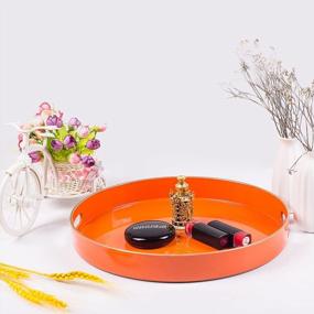 img 2 attached to Добавьте яркости вашему интерьеру с помощью подноса MAONAME 13" круглый оранжевый servings tray