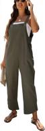stylish women's green linen overalls with baggy wide leg - sleeveless cotton jumpsuits in xl size logo