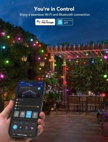img 2 attached to Govee Smart Outdoor String Lights, 50Ft G40 RGBIC Warm White String Lights With 25 Dimmable LED Bulbs, IP65 Waterproof Outdoor Lights With App Control For Balcony, Garden, Patio, Party
