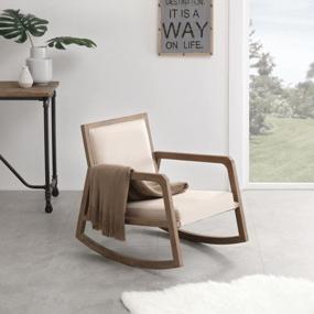 img 4 attached to Relax In Style: Burnham Home Cream Rocking Chair For Ultimate Comfort