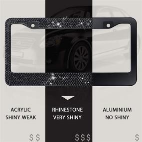 img 3 attached to 12-Piece Black Bling Rhinestone Car Accessory Set: License Plate Frame, Emblem Sticker, Valve Stem Caps, Dust Caps - Ideal Auto Car Ornament Decoration