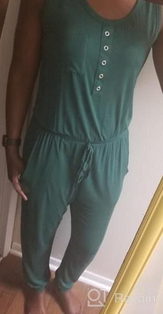 img 1 attached to Women'S Round-Neck Sleeveless Romper Jumpsuit With Elastic Waist & Pockets - WEKILI review by Tom Loungee