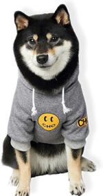 img 4 attached to 🐶 Stylish ChoChoCho Smiley Dog Hoodie: Cotton Sweatshirt Fashion Outfit for Dogs Cats Puppy - Smiley Face Sweater for Small Medium Large Sizes (XX-Large, Grey)