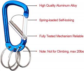 img 2 attached to 6 Pack VictorsHome Carabiner Clip Keychain Aluminum Alloy D Shape Multifunction Hook With 3 Key Rings
