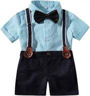 abolai toddler boy's cotton gentleman romper with bowtie, long sleeves, and suspenders shorts outfit set for summer logo