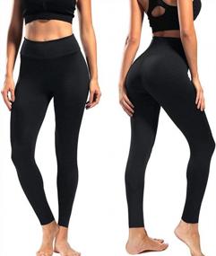 img 3 attached to 🔥 Premium High-Waisted Leggings: Comfy Tummy Control Pants for Women - Ideal for Running, Cycling, Yoga & Workouts - Regular and Plus Sizes Available