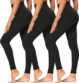 img 4 attached to 🔥 Premium High-Waisted Leggings: Comfy Tummy Control Pants for Women - Ideal for Running, Cycling, Yoga & Workouts - Regular and Plus Sizes Available