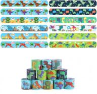 48-piece dinosaur slap bracelets set with animal designs - fun snap bands for adults, kids, and dinosaur party favors and supplies logo