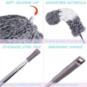 img 1 attached to Microfiber Extension Stainless Lightweight Furniture Cleaning Supplies for Dusting