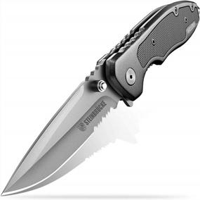 img 4 attached to Steinbrucke EDC Knife: 3.4'' Sandvik 14C28N Serrated Blade, G10 Aluminum Handle & Glass Breaker - Perfect Men Gift For Camping & Outdoor!