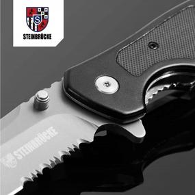 img 2 attached to Steinbrucke EDC Knife: 3.4'' Sandvik 14C28N Serrated Blade, G10 Aluminum Handle & Glass Breaker - Perfect Men Gift For Camping & Outdoor!