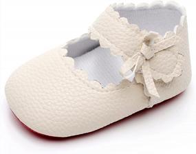 img 2 attached to Adorable & Comfy - HONGTEYA Baby Girls' Ballet Mary Janes With Sidebow