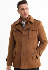 img 3 attached to Men'S Wool Pea Coat Windbreaker Jacket With Detachable Inner Rib Liner