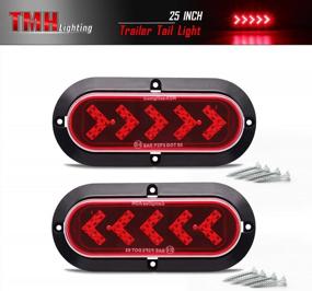 img 3 attached to Pack Of 2 TMH 6-Inch 25 ARROW LED Surface Mount Oval Red Stop Brake Marker Tail LED Light For Truck Trailer Trail Bus, 12V DC