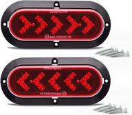 pack of 2 tmh 6-inch 25 arrow led surface mount oval red stop brake marker tail led light for truck trailer trail bus, 12v dc logo