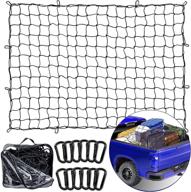 universal latex bungee netting mesh - vemote 4'x 6' cargo net for pickup truck bed expands to 8'x 12' with 12 d carabiners &amp logo