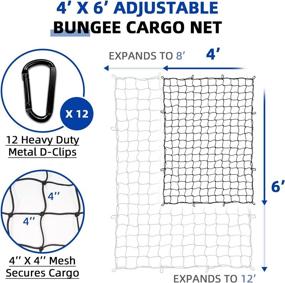 img 2 attached to Universal Latex Bungee Netting Mesh - Vemote 4'X 6' Cargo Net for Pickup Truck Bed Expands to 8'X 12' with 12 D Carabiners &Amp