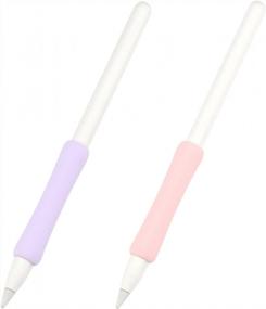 img 4 attached to Эргономичные силиконовые чехлы из 2 упаковок для Apple Pencil 2-го поколения и IPad Pro 1-го поколения — совместимы с моделями 11 и 12,9 дюймов 2021/2020/2018 — защитите и удерживайте стилус (розовый/фиолетовый) от ProElife