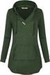 miusey womens hooded shirts long sleeve v neck tunic hoodie lightweight sweatshirts with kangaroo pocket logo