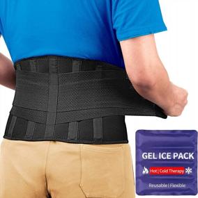 img 4 attached to FEATOL Gel Pack Back Brace,Lumbar Support For Back Pain Relief, Herniated Disc, Sciatica, Scoliosis - Breathable Material Design With Heat & Ice Gel Pack For Men & Women Large/X-Large Size (Waist Size: 35''-40'')