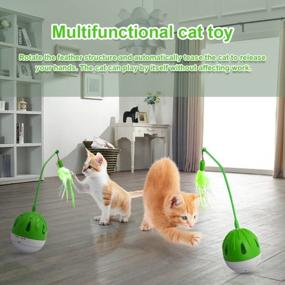 img 1 attached to Keep Your Cat Entertained! Automatic Interactive Cat Toy With Feather, Swing Ball, And Sound - Includes Detachable Rocker And Light Ball In Green