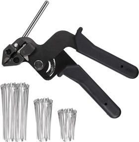 img 4 attached to 🔒 Proster Stainless Steel Cable Tie Tool Set with Adjustable Tensioning and Cutting Tool + 200pcs 304 Self-Locking Cable Ties, Sizes 4.6x150mm, 4.6x200mm, 4.6x300mm