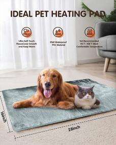 img 3 attached to Feeko Pet Heating Pad, 16''X28'' Large Electric Heating Pad For Dogs And Cats Indoor Adjustable Warming Mat With Auto-Off And 6 Heat Setting, Chew Resistant Cord, Navy Grey