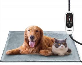 img 4 attached to Feeko Pet Heating Pad, 16''X28'' Large Electric Heating Pad For Dogs And Cats Indoor Adjustable Warming Mat With Auto-Off And 6 Heat Setting, Chew Resistant Cord, Navy Grey