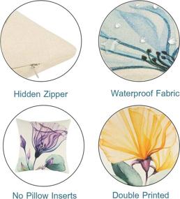 img 2 attached to Waterproof Outdoor Pillow Covers 18X18 Set Of 4 Decorative Flower Cushion Covers Summer Throw Pillows Cover For Patio Furniture (Pink Purple Yellow Blue)