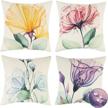 waterproof outdoor pillow covers 18x18 set of 4 decorative flower cushion covers summer throw pillows cover for patio furniture (pink purple yellow blue) logo