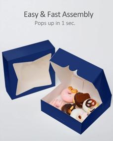 img 3 attached to 15 Pack Navy Blue Pie Boxes With Window - 8X8X2.5In 380 GSM Thick & Sturdy Bakery Boxes For Cookies, Donut, Cake & Pastry