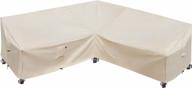 heavy duty 100"x100" outdoor sectional cover - waterproof 600d patio furniture cover, v-shaped l-shape lawn protection (natural beige) logo
