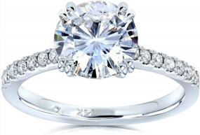 img 4 attached to 14K White Gold Engagement Ring With 2.1 CTW Kobelli Forever One Moissanite And Lab-Grown Diamonds (DEF/VS)
