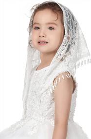 img 3 attached to Stunning Pamor Triangle Lace Veils For Girls' First Communion And Catholic Baptisms