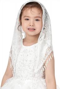 img 1 attached to Stunning Pamor Triangle Lace Veils For Girls' First Communion And Catholic Baptisms