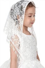 img 4 attached to Stunning Pamor Triangle Lace Veils For Girls' First Communion And Catholic Baptisms