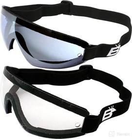 img 4 attached to 🪂 2 Skydiving Goggles - One with Reduced Glare Light Blue Lens and One with Clear Lens, Featuring Enhanced Peripheral Vision Design. Shatterproof Polycarbonate Lenses with 100% UV Protection and Anti-Fog Coating